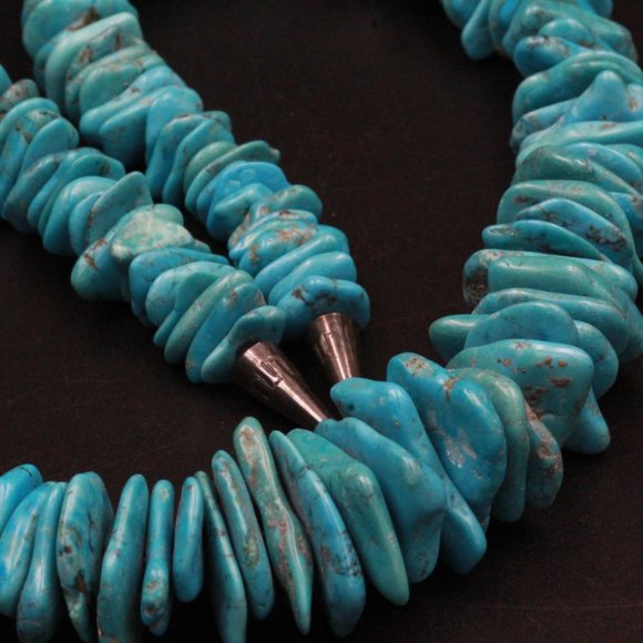 INCREDIBLE HUGE 212 GRAMS NUGGET TURQUOISE OLD NAVAJO NECKLACE - Picture 6 of 9